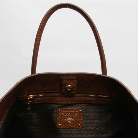 2014 Prada original grainy calfskin tote bag BN2537 brown